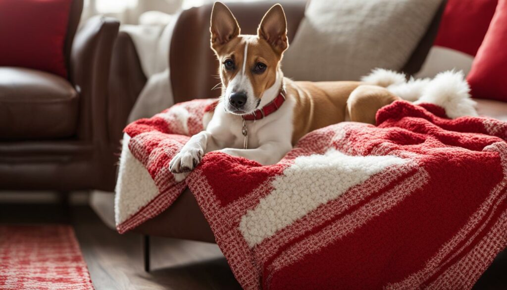 Hundedecken in rot/weiß